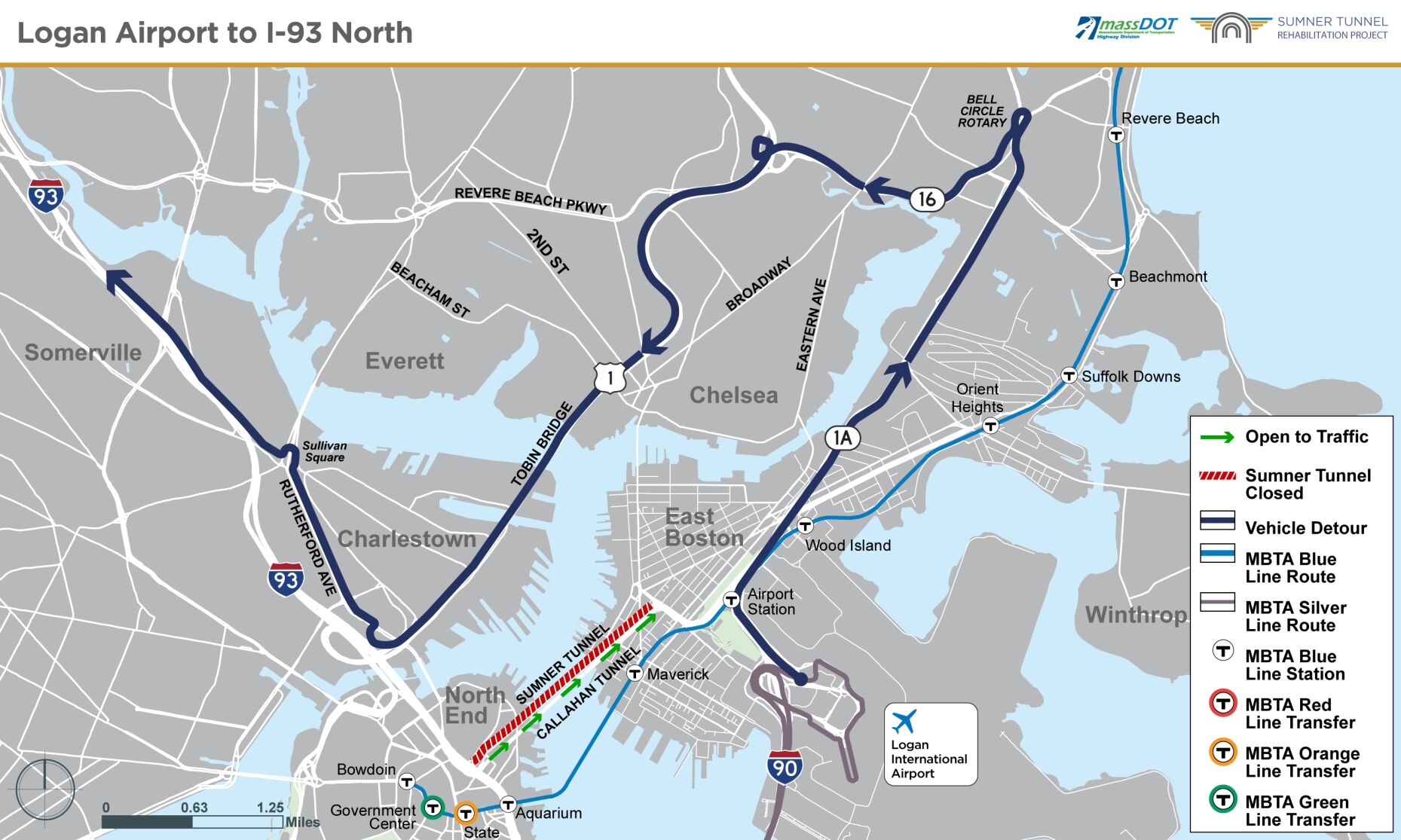 Sumner Tunnel map